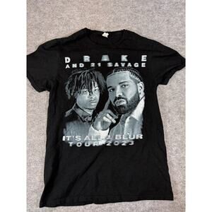 Drake 21 Savage Shirt Mens Small Black Its All A Blur Tour 2023 Rap Concert Tee